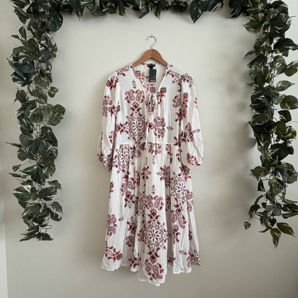 Torrid Long Sleeve Mini Tunic Dress Washable Gauze Floral NWT Size 0 / L - Picture 1 of 11